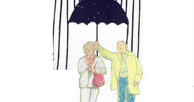 Paar mit Regenschirm